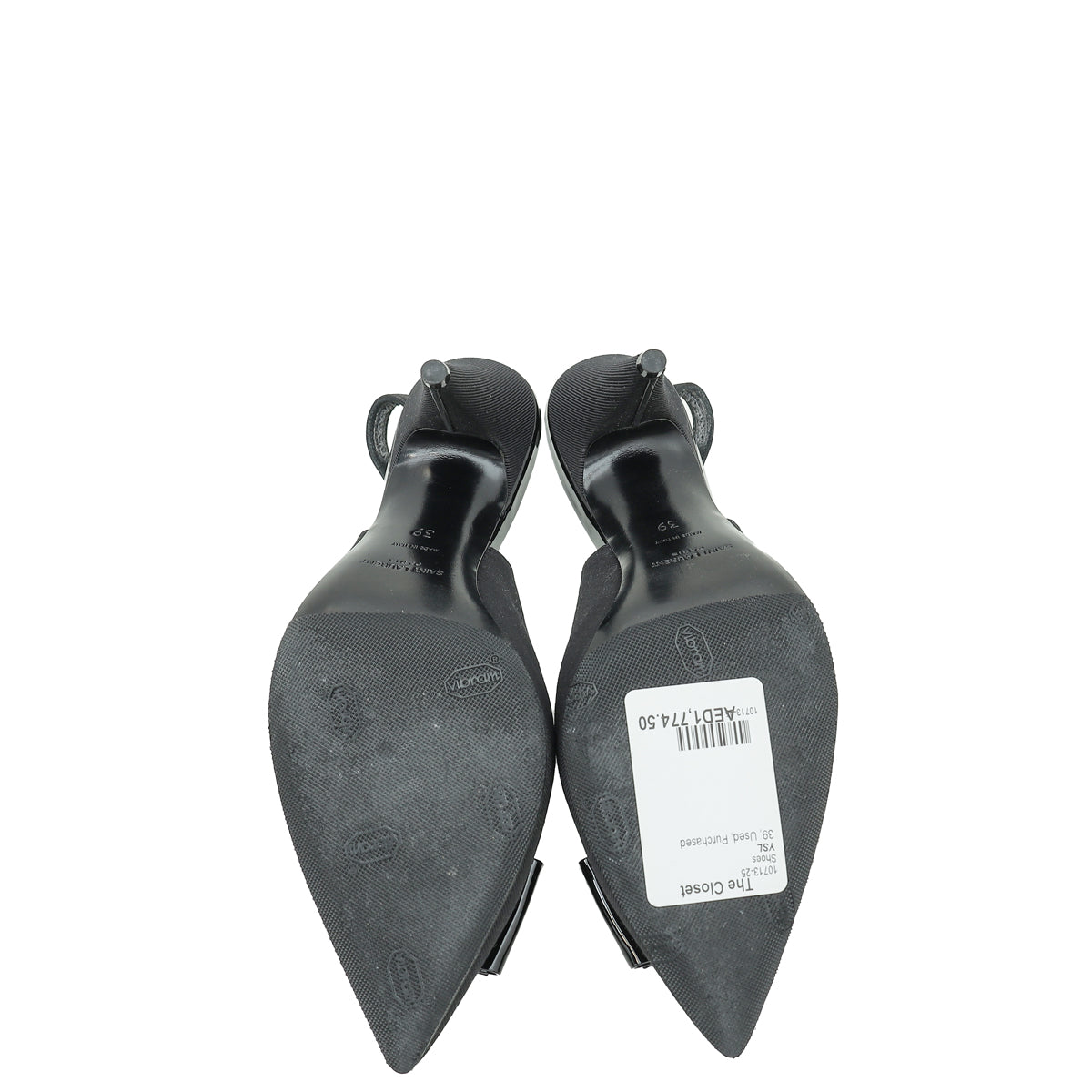 YSL Black Anais Bow Slingback Pump 39