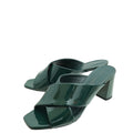 YSL Dark Green Loulou Criss Cross Mules 36.5