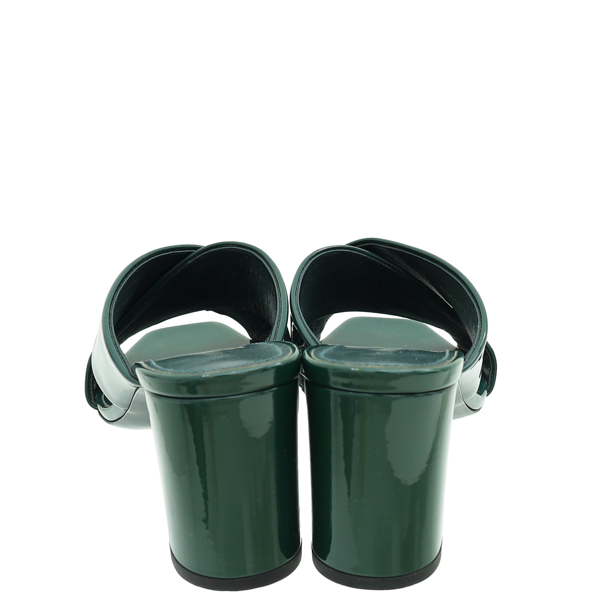 YSL Dark Green Loulou Criss Cross Mules 36.5
