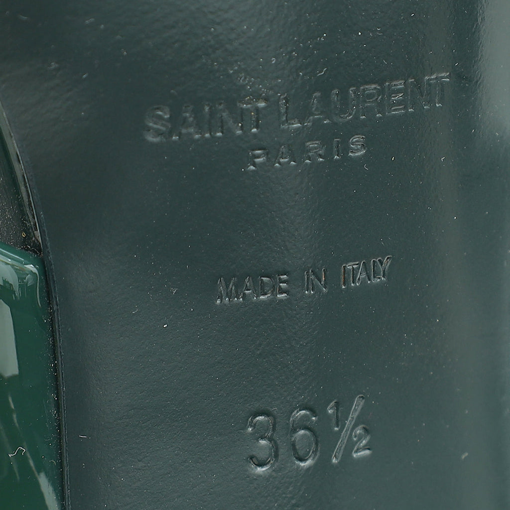 YSL Dark Green Loulou Criss Cross Mules 36.5
