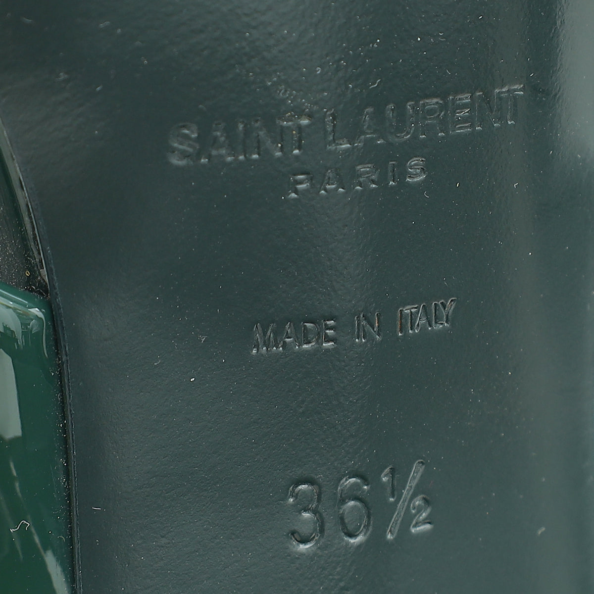 YSL Dark Green Loulou Criss Cross Mules 36.5