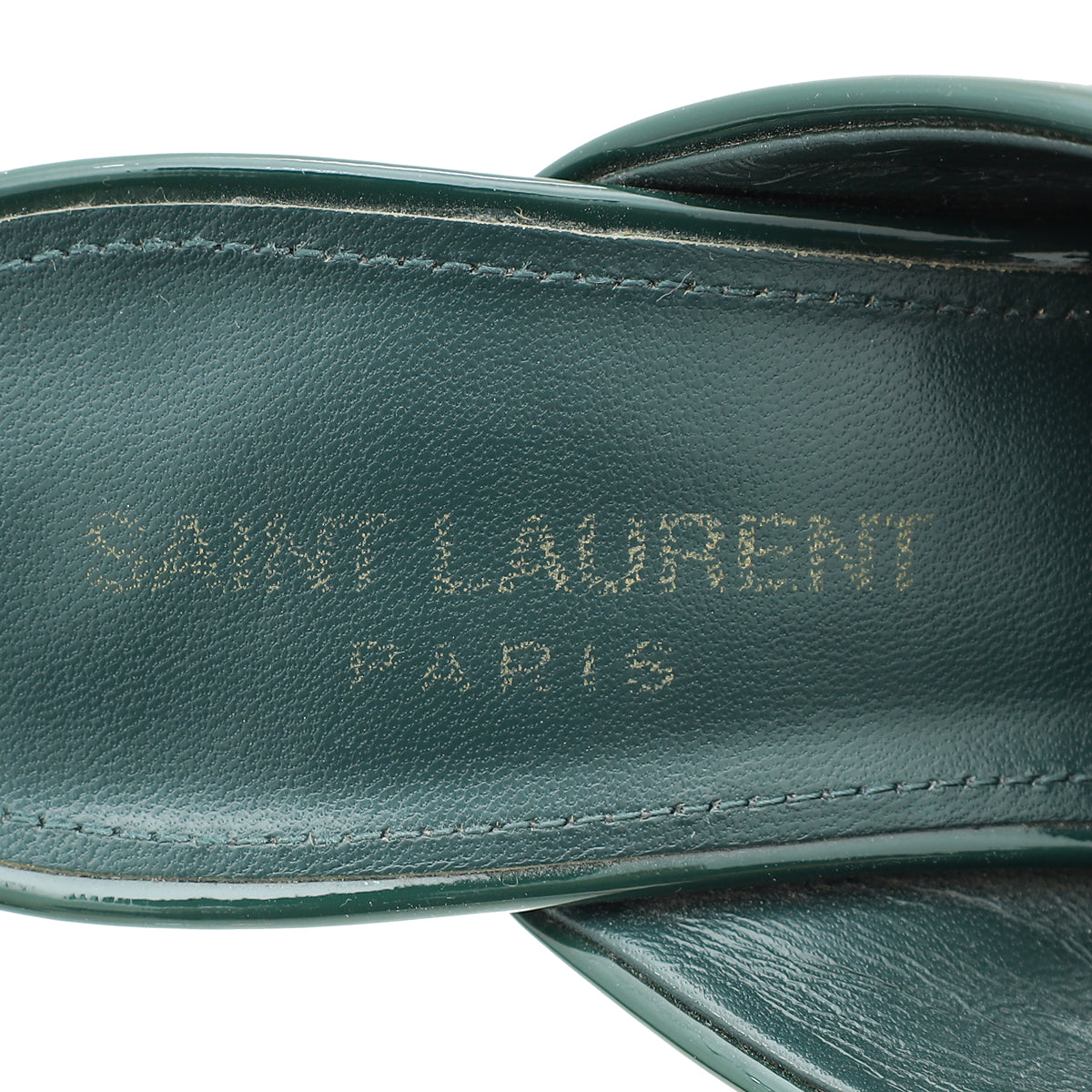 YSL Dark Green Loulou Criss Cross Mules 36.5