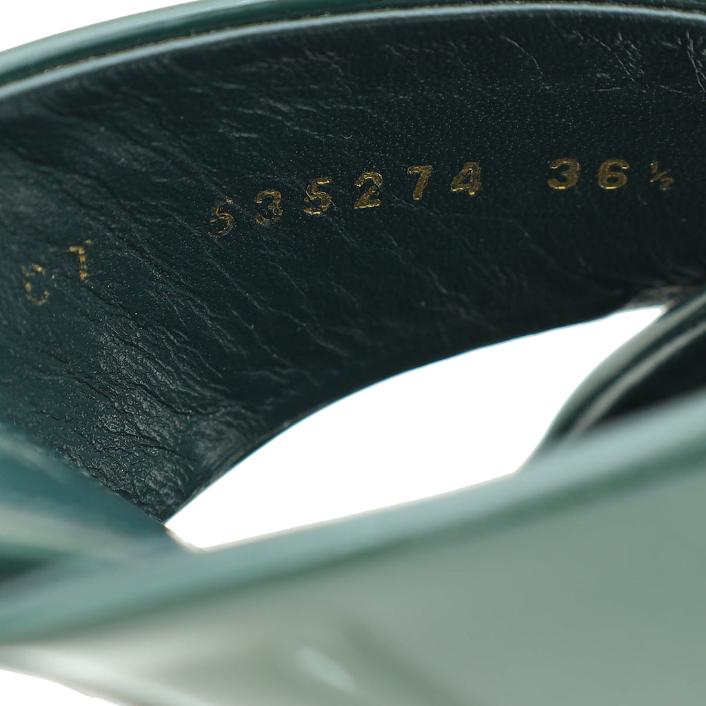 YSL Dark Green Loulou Criss Cross Mules 36.5