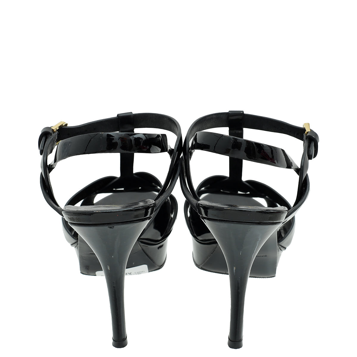 YSL Black Mid Heel Tribute Sandal 36.5
