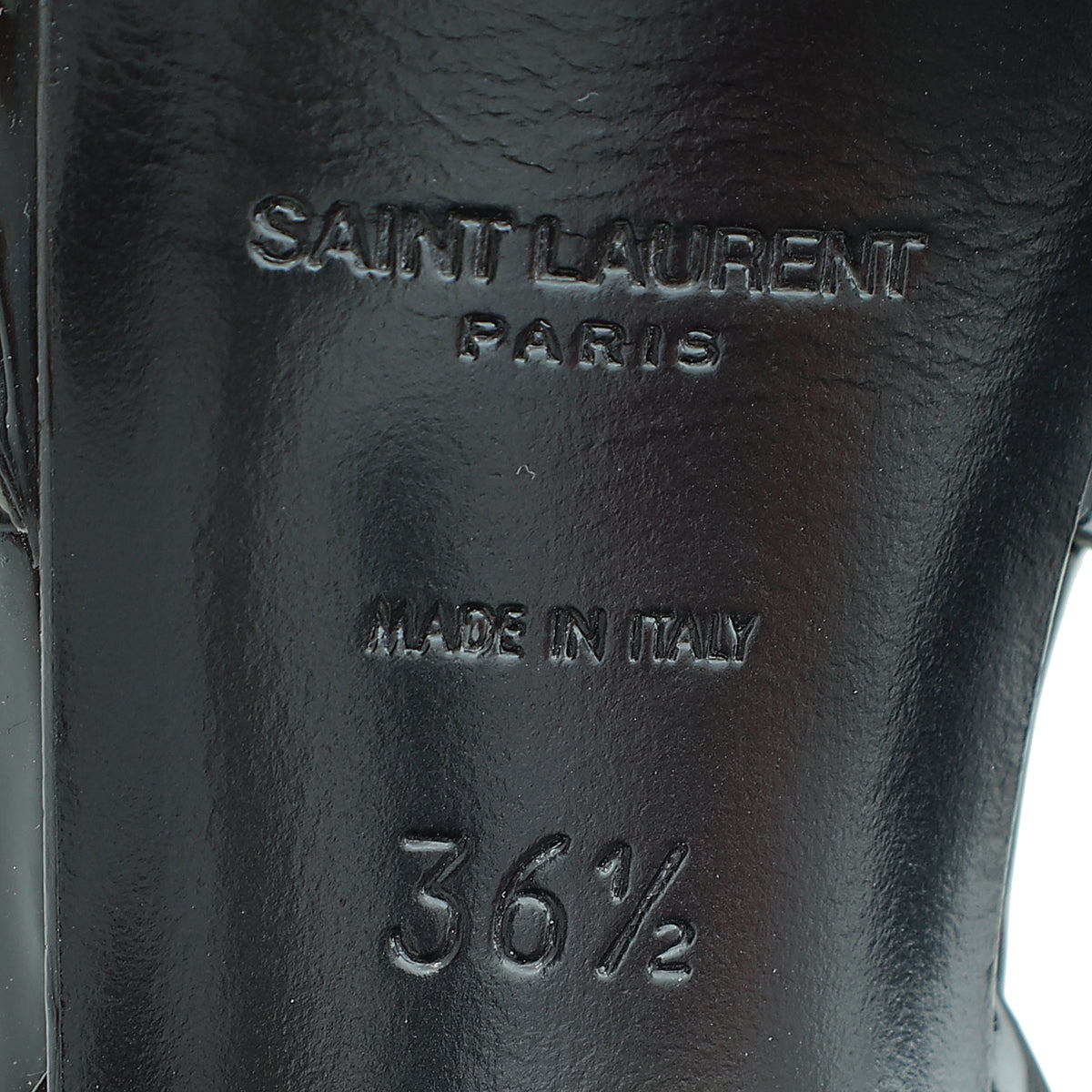 YSL Black Mid Heel Tribute Sandal 36.5