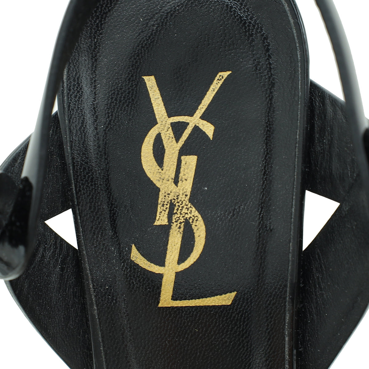 YSL Black Mid Heel Tribute Sandal 36.5