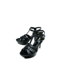 YSL Black Python Embossed Tribute Sandal 36.5