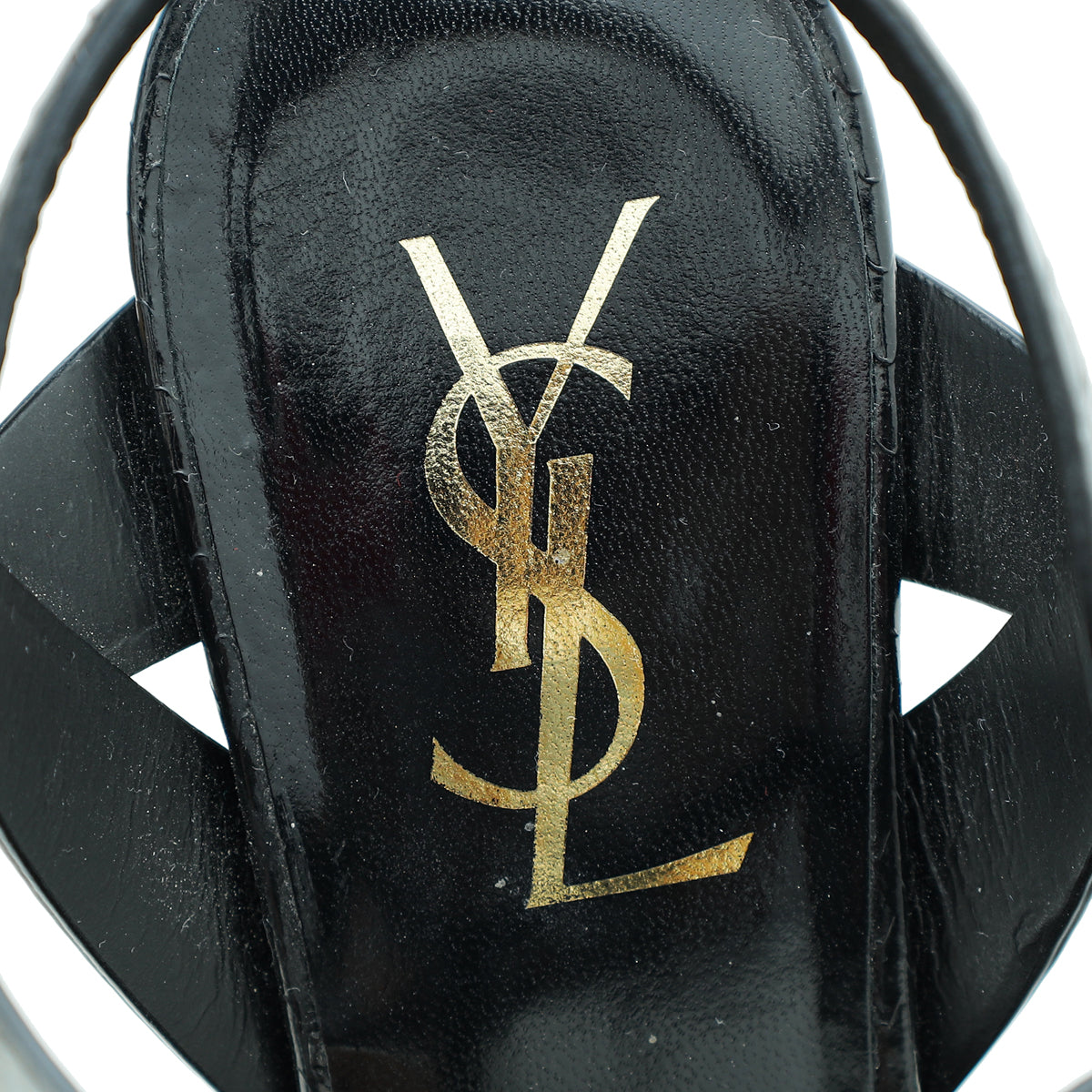 YSL Black Python Embossed Tribute Sandal 36.5