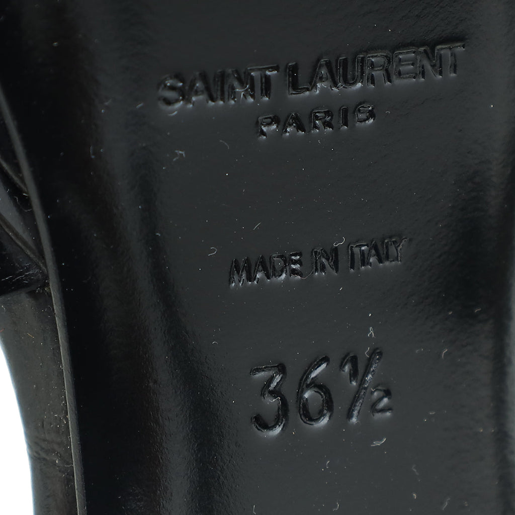 YSL Black Croco Embossed Tribute Sandal 36.5