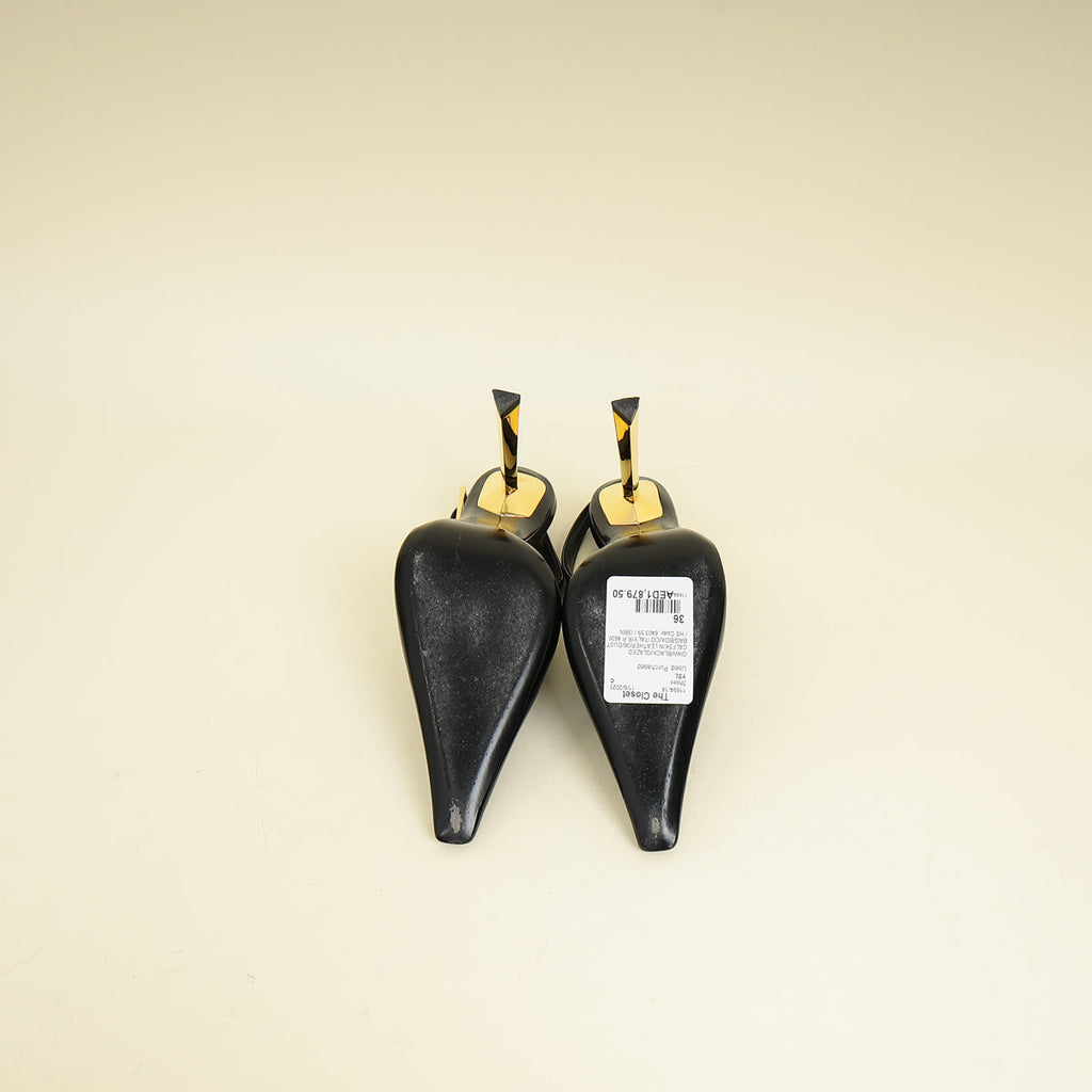 YSL Black Lee Slingback Pumps 36
