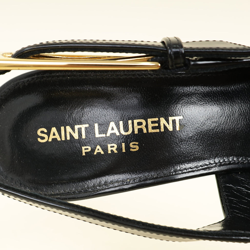 YSL Black Lee Slingback Pumps 36