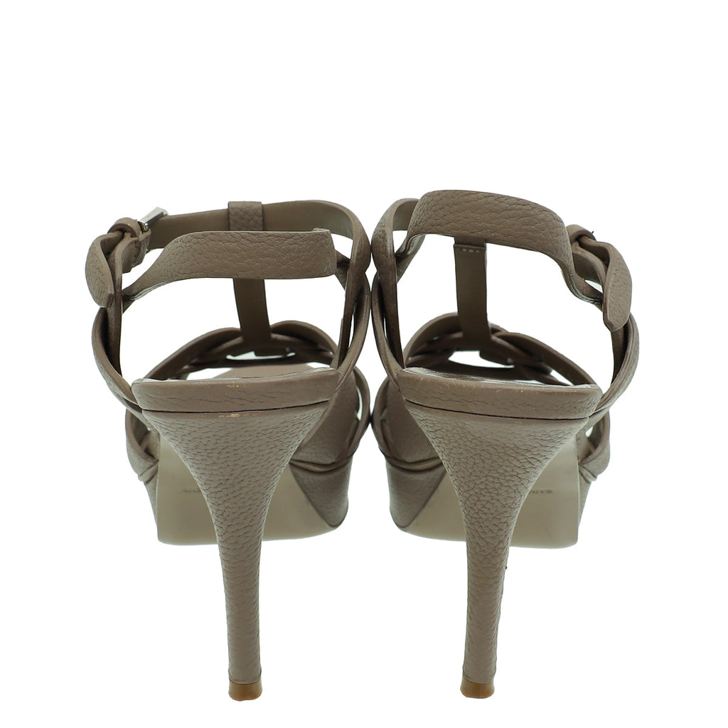 YSL Etoupe Mid Heel Tribute Sandal 36