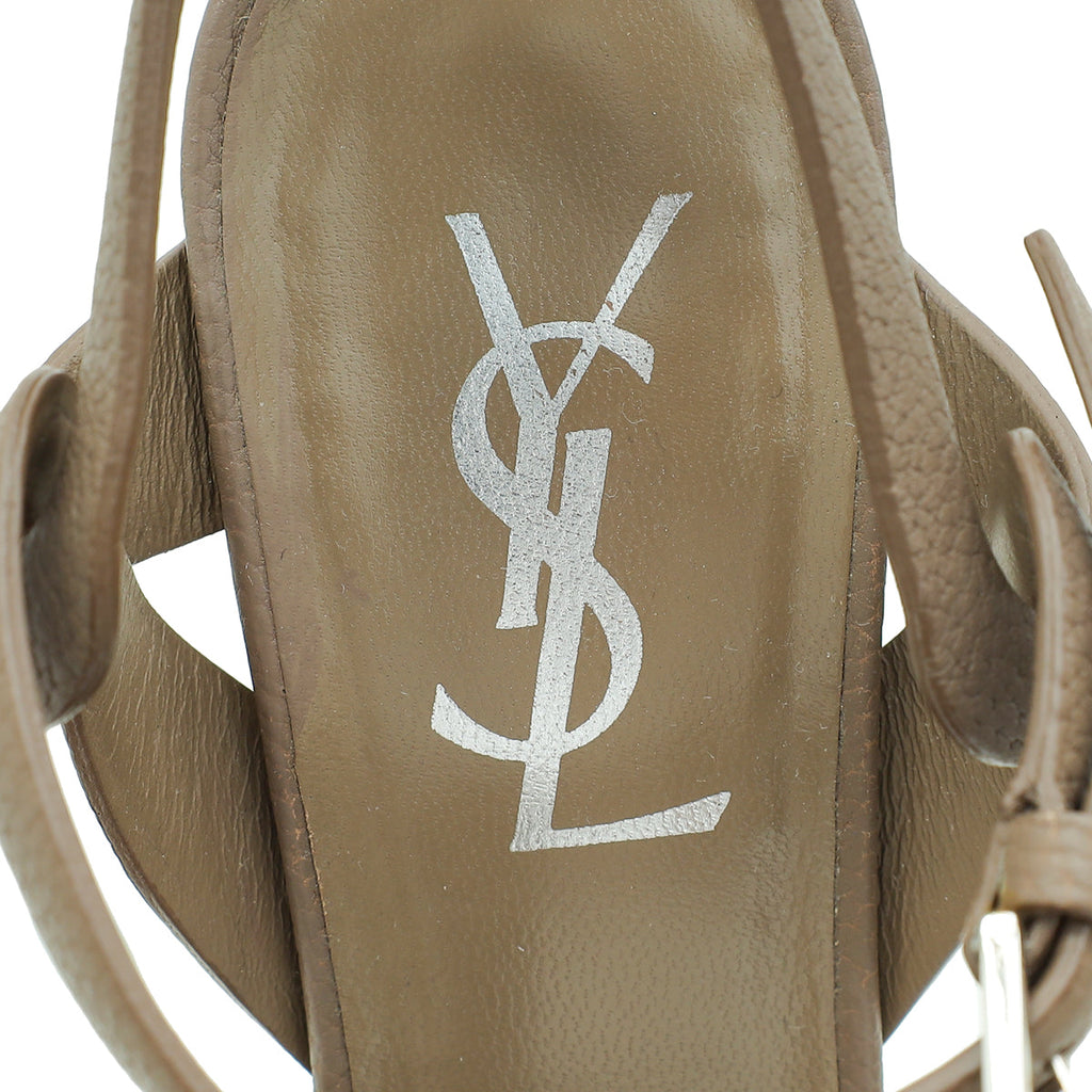 YSL Etoupe Mid Heel Tribute Sandal 36
