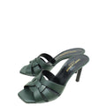 YSL Dark Green Tribute Slide Heeled Sandals 36