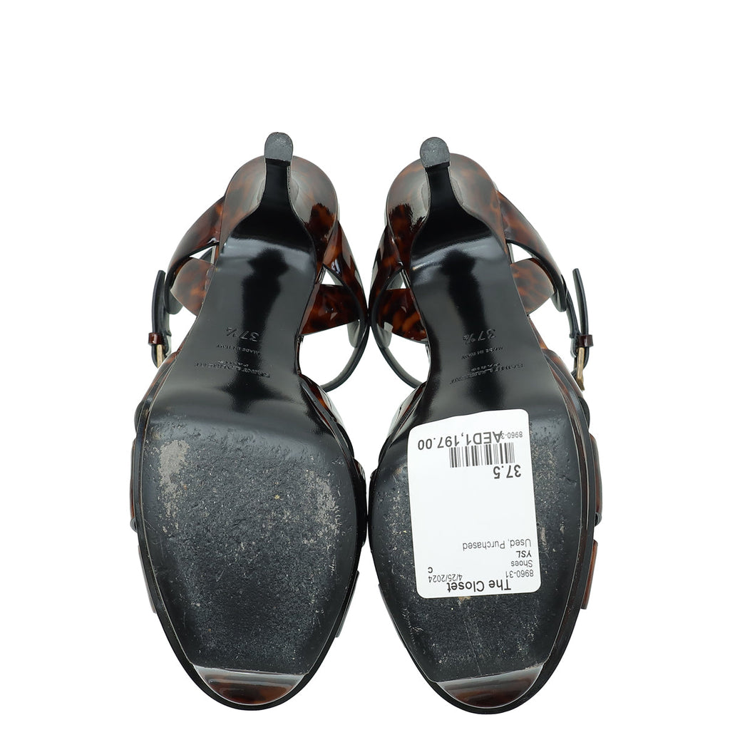 YSL Brown Tribute Sandal 37.5