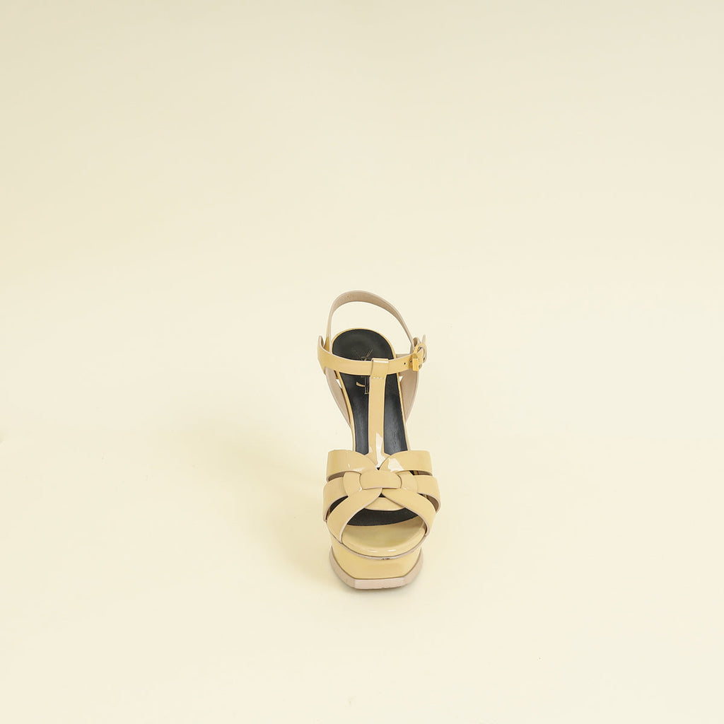 YSL Beige High Heeled Tribute Sandals 37