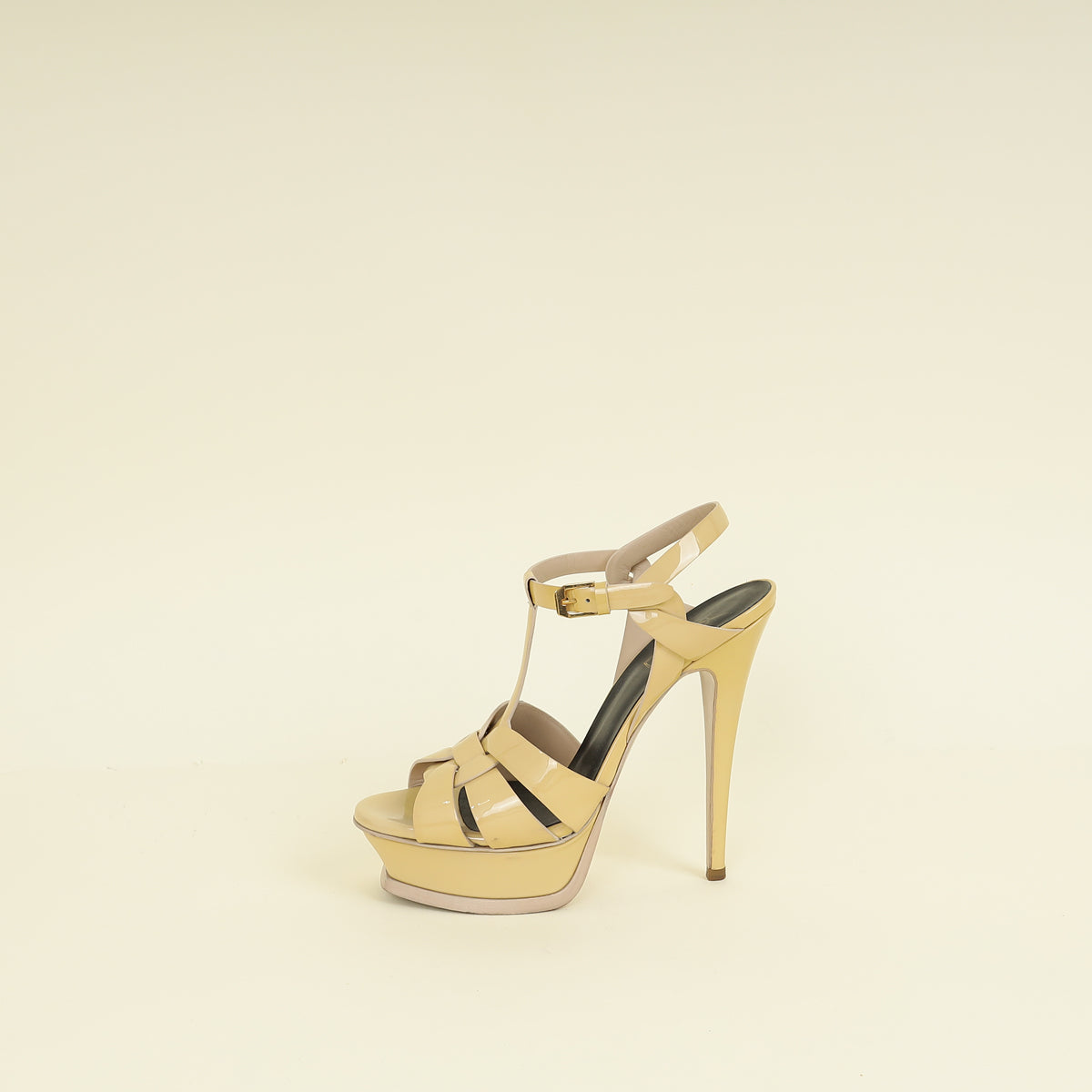 YSL Beige High Heeled Tribute Sandals 37
