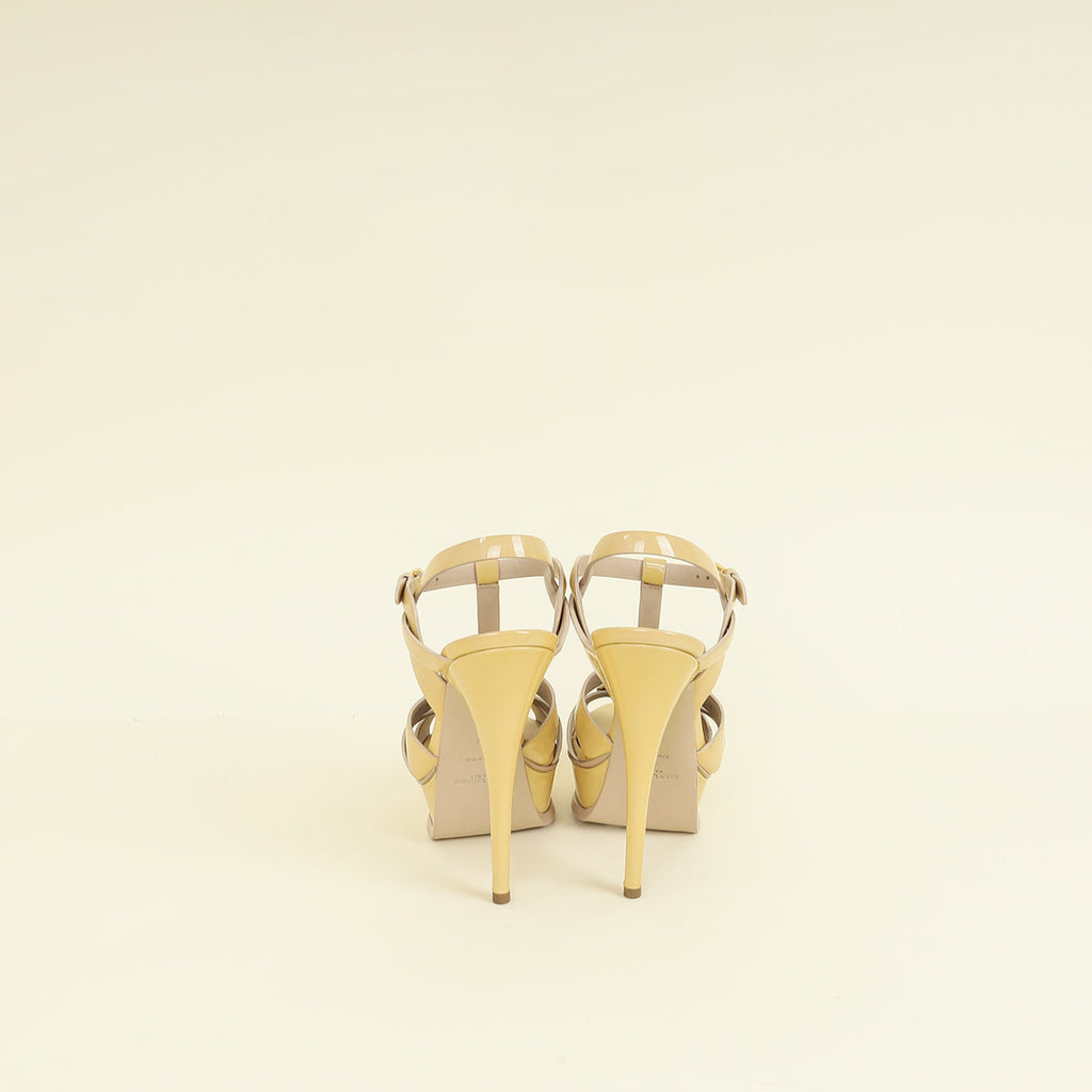 YSL Beige High Heeled Tribute Sandals 37