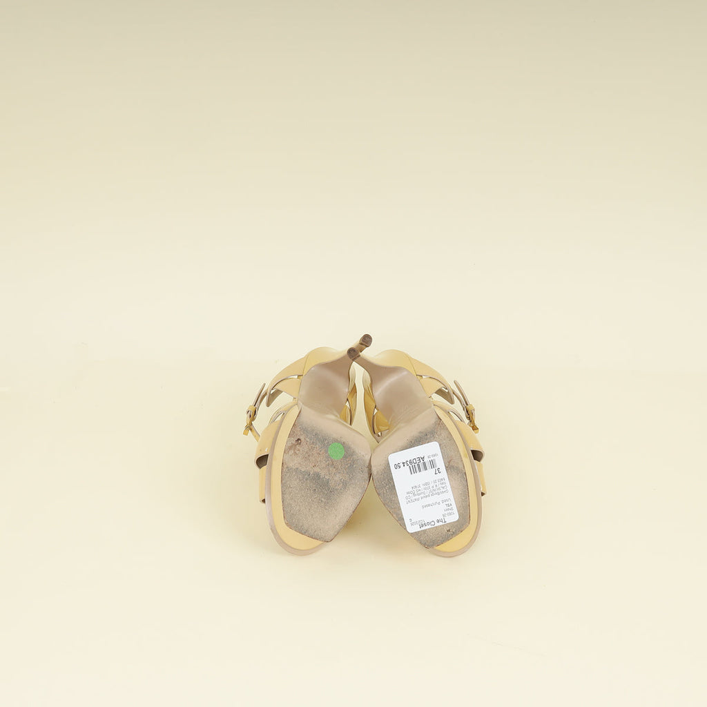 YSL Beige High Heeled Tribute Sandals 37