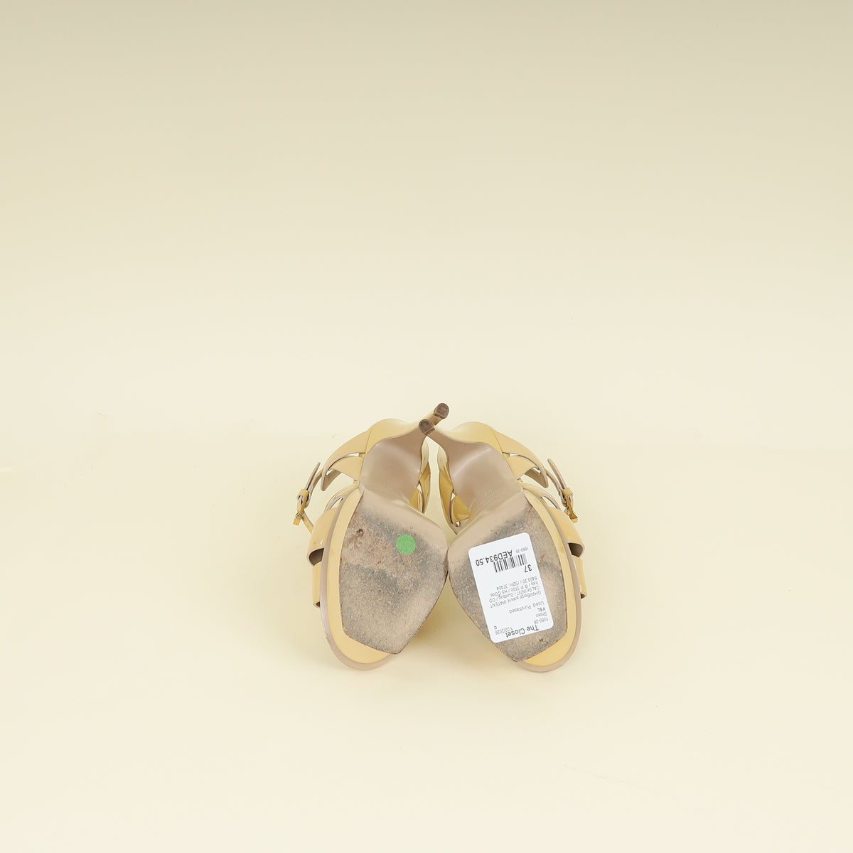 YSL Beige High Heeled Tribute Sandals 37