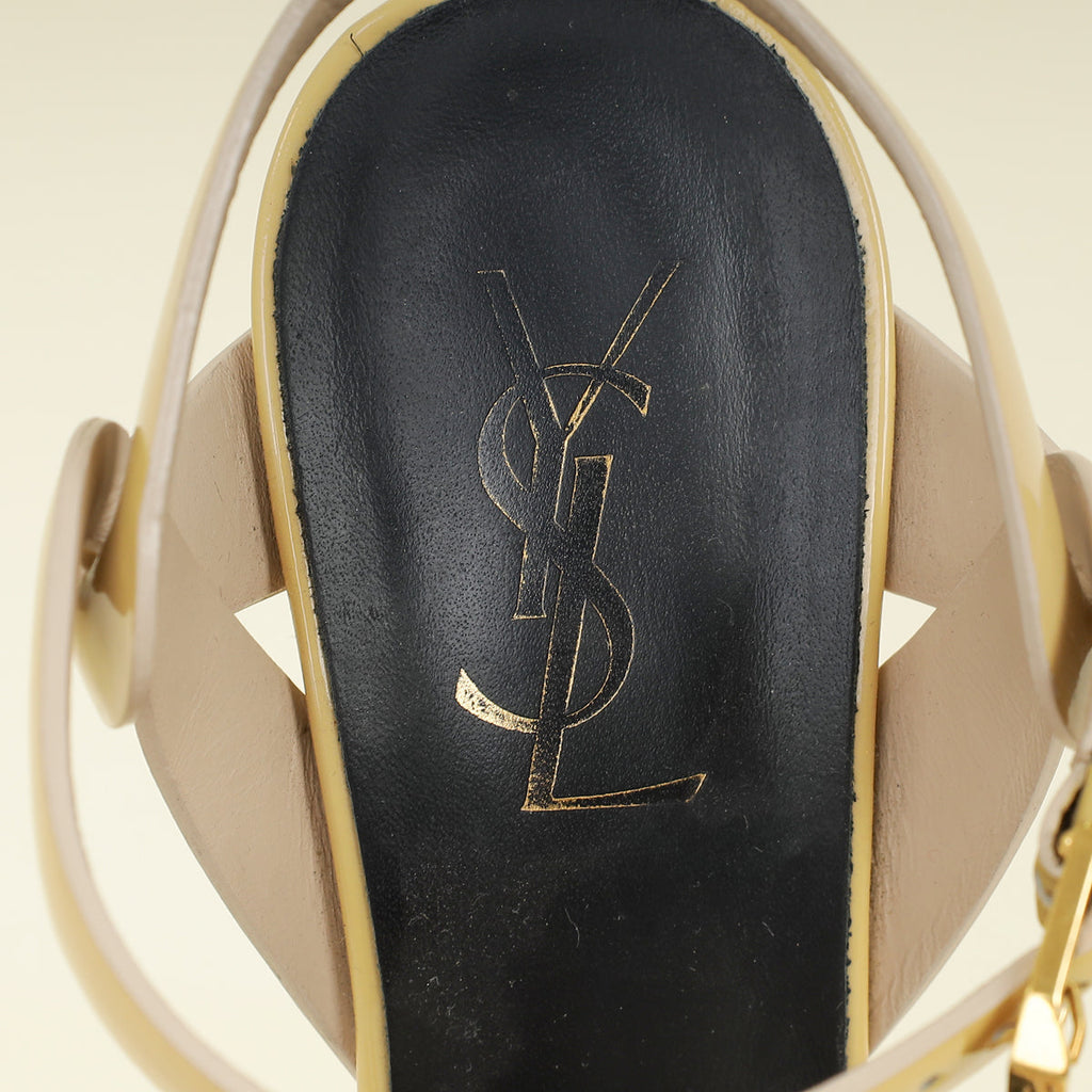 YSL Beige High Heeled Tribute Sandals 37