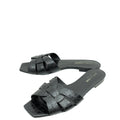 YSL Black Croco Embossed Tribute Flat Mules 38.5