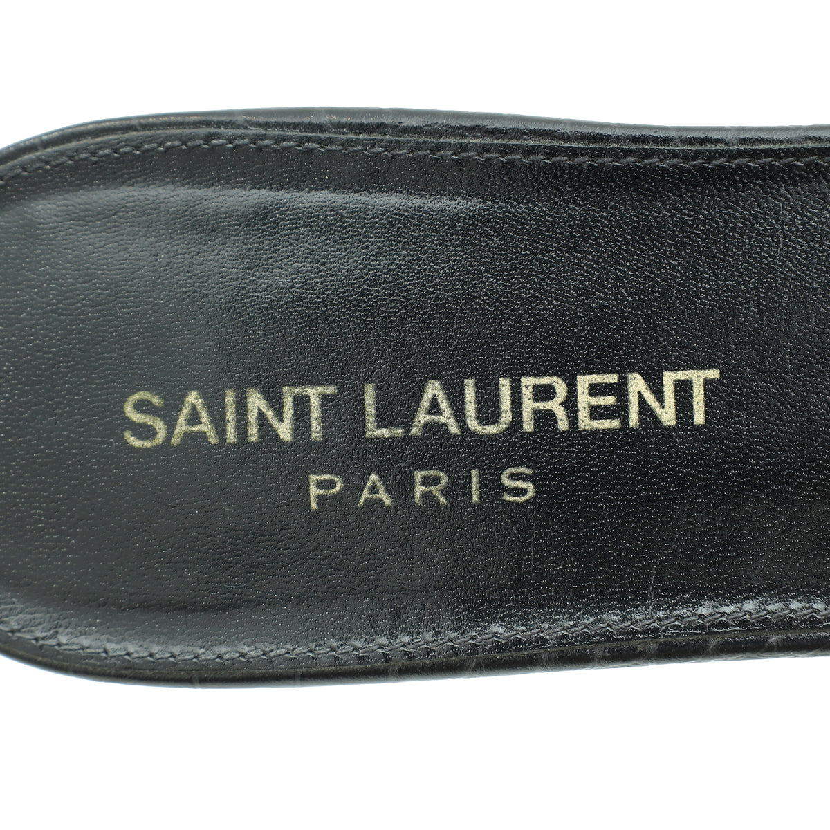 YSL Black Croco Embossed Tribute Flat Mules 38.5