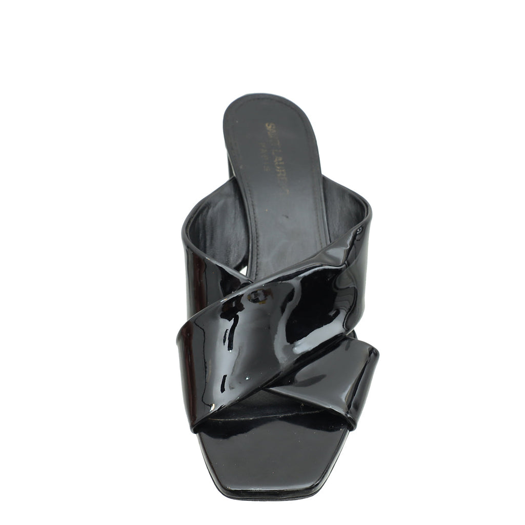 YSL Black Loulou Criss Cross Mules 38.5