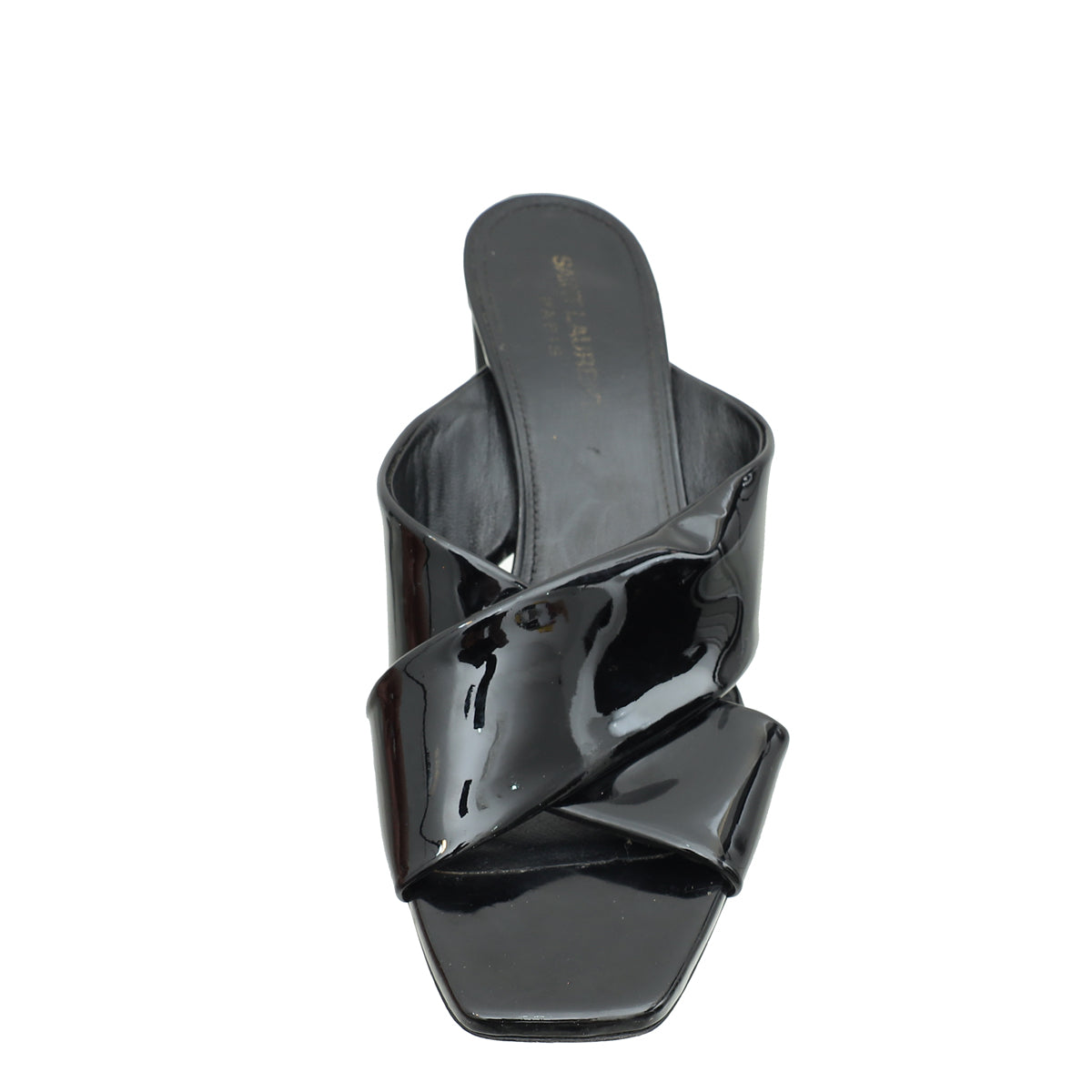 YSL Black Loulou Criss Cross Mules 38.5