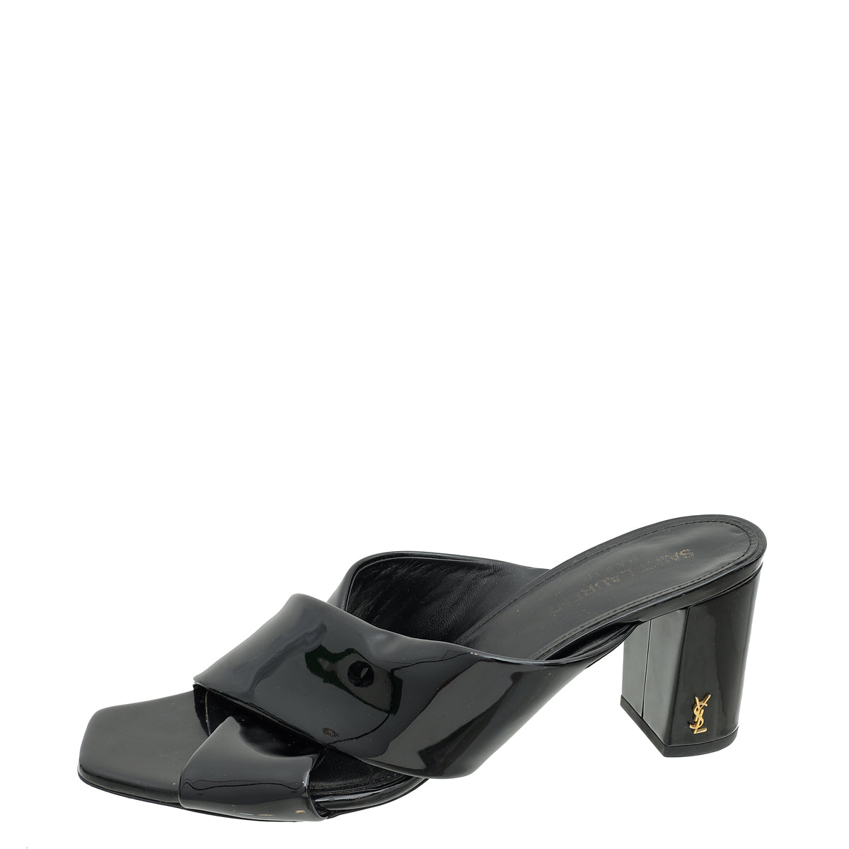 YSL Black Loulou Criss Cross Mules 38.5