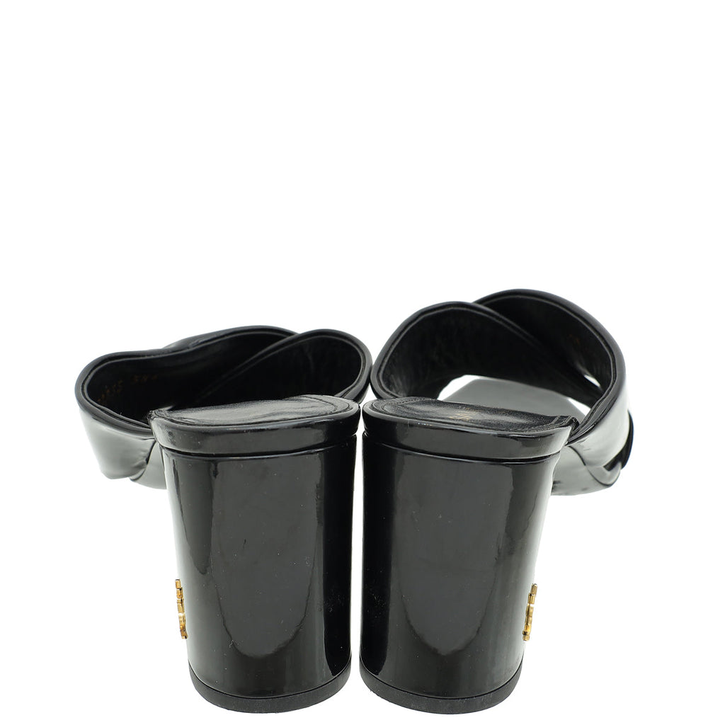 YSL Black Loulou Criss Cross Mules 38.5