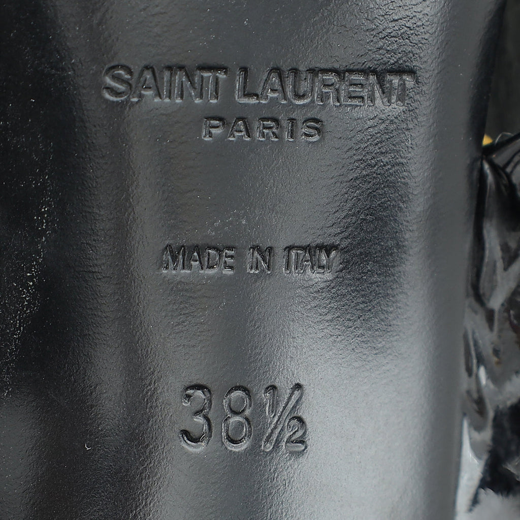 YSL Black Loulou Criss Cross Mules 38.5