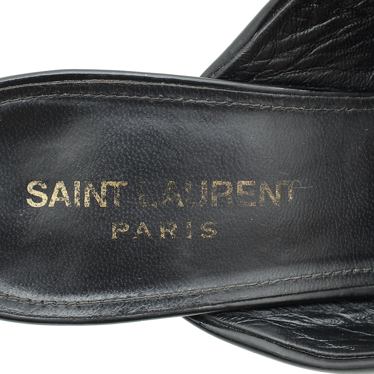 YSL Black Loulou Criss Cross Mules 38.5