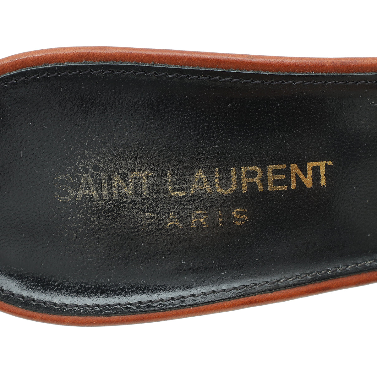 YSL Brown Tribute Slide Mules 38