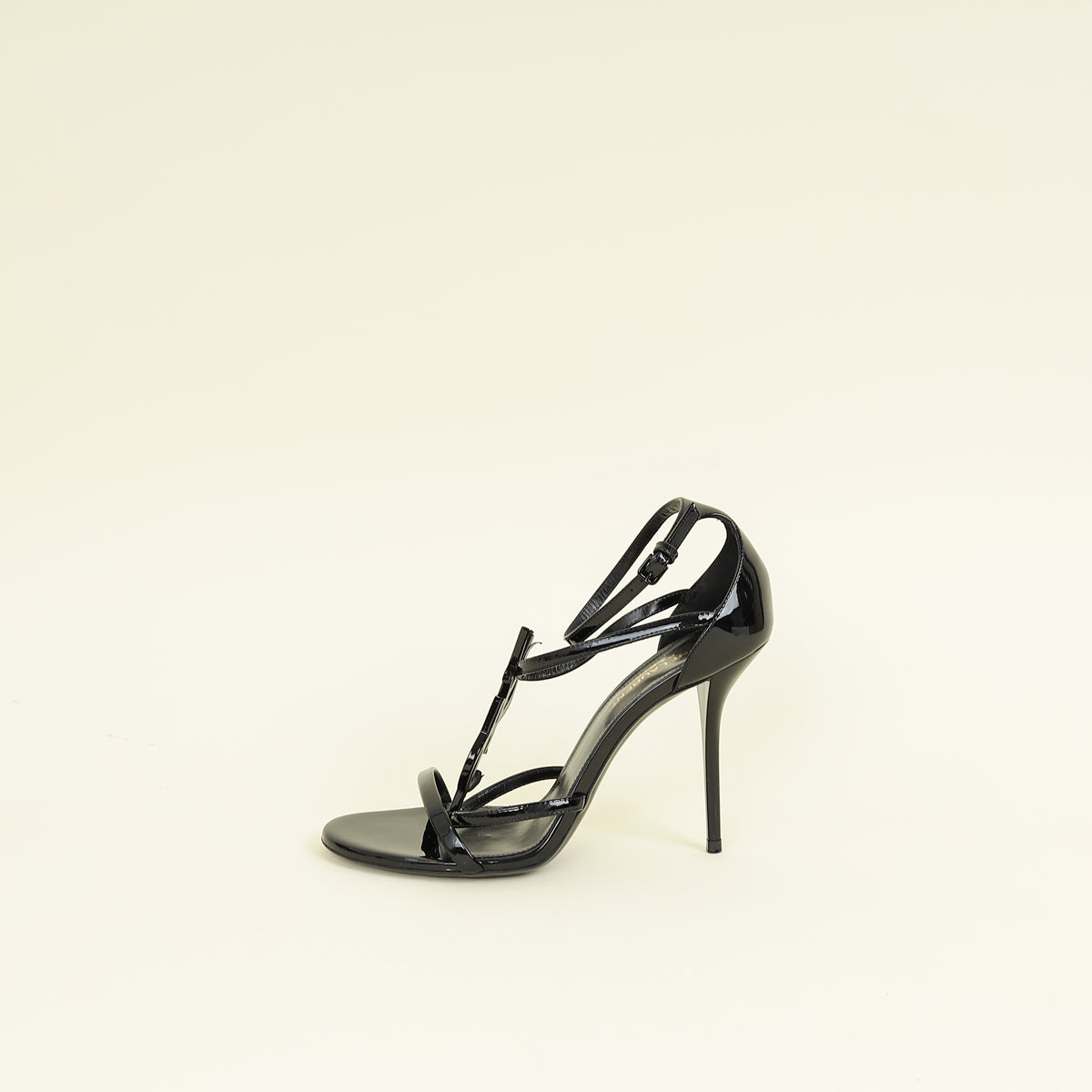 YSL Black Cassandra Ankle Strap Sandals 38