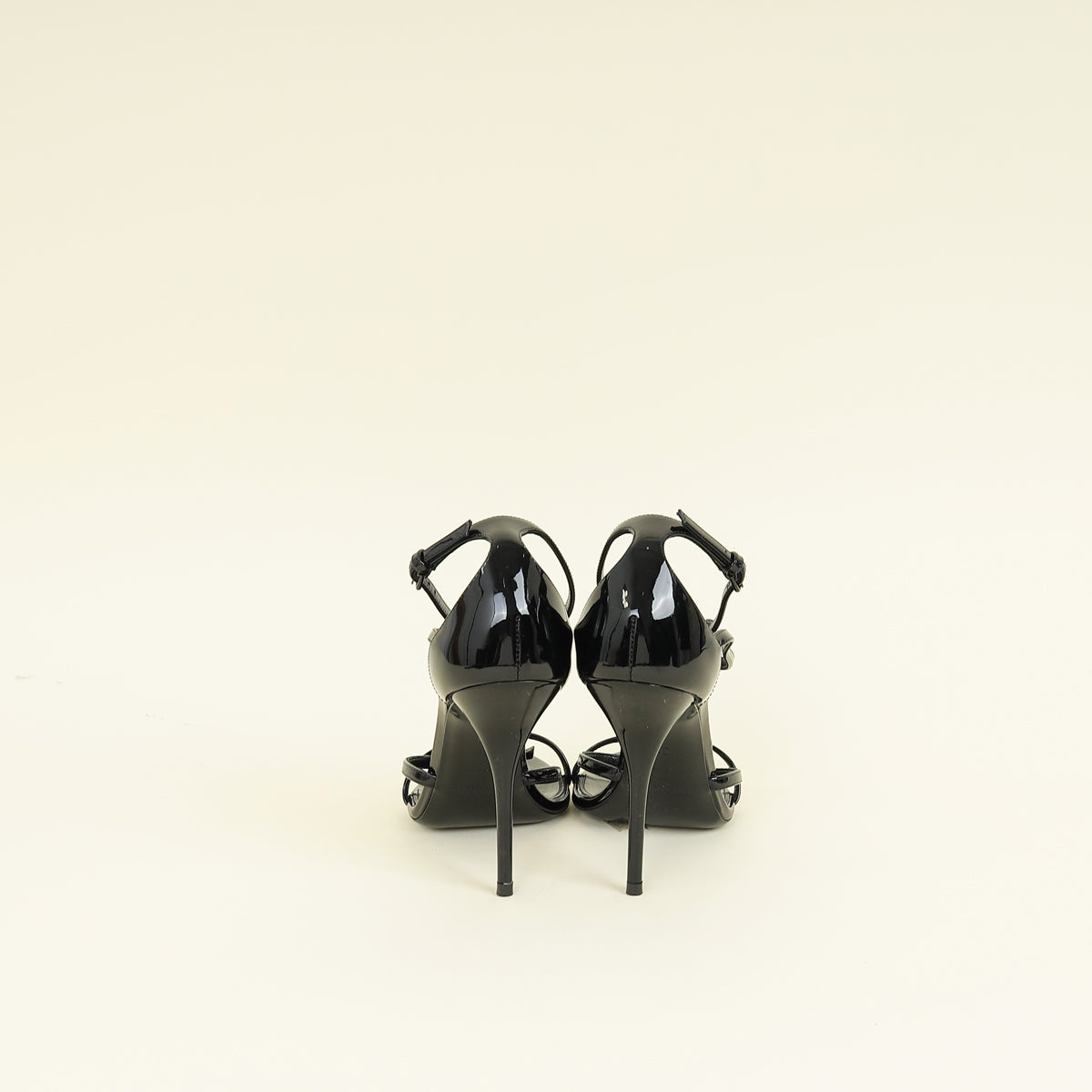 YSL Black Cassandra Ankle Strap Sandals 38
