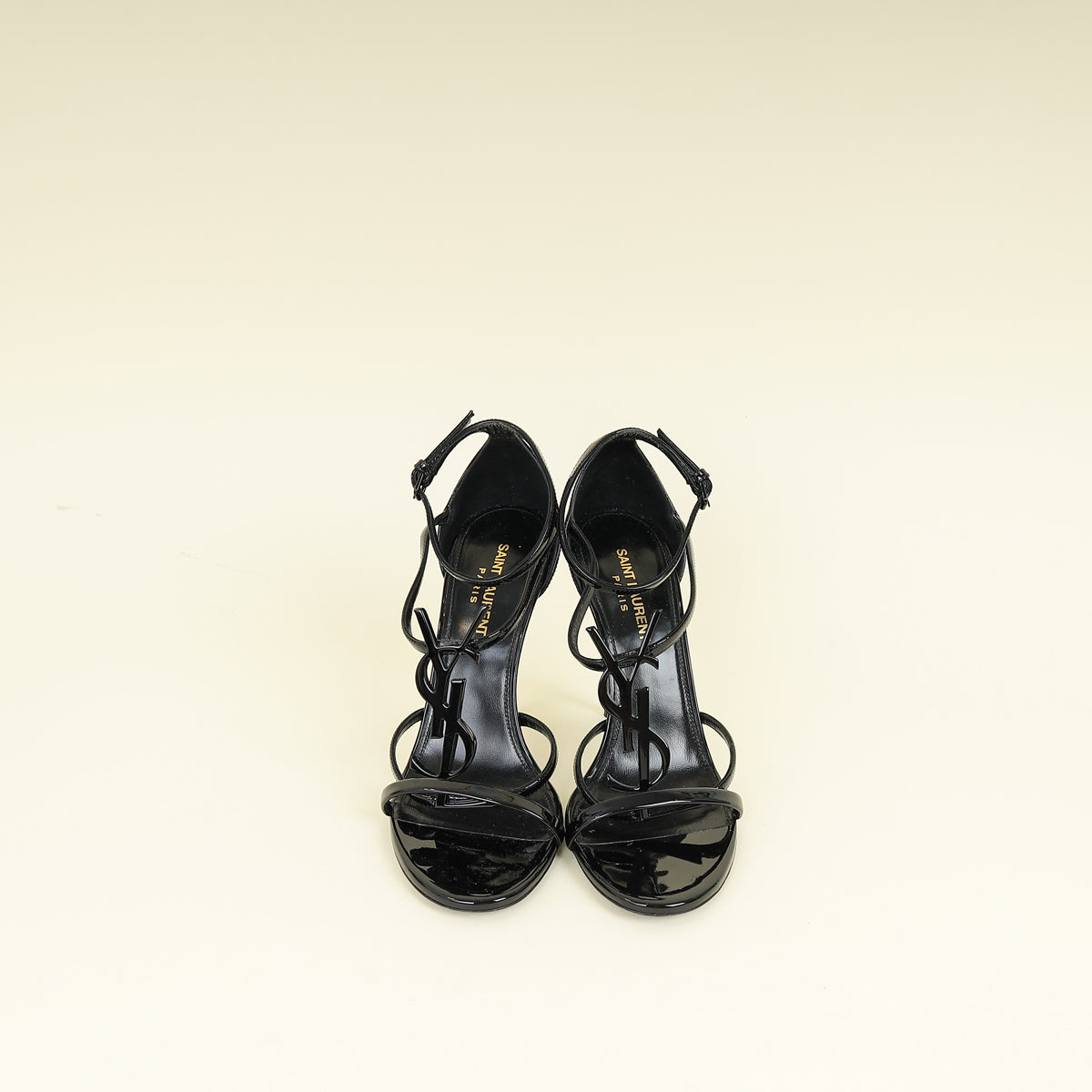 YSL Black Cassandra Ankle Strap Sandals 38