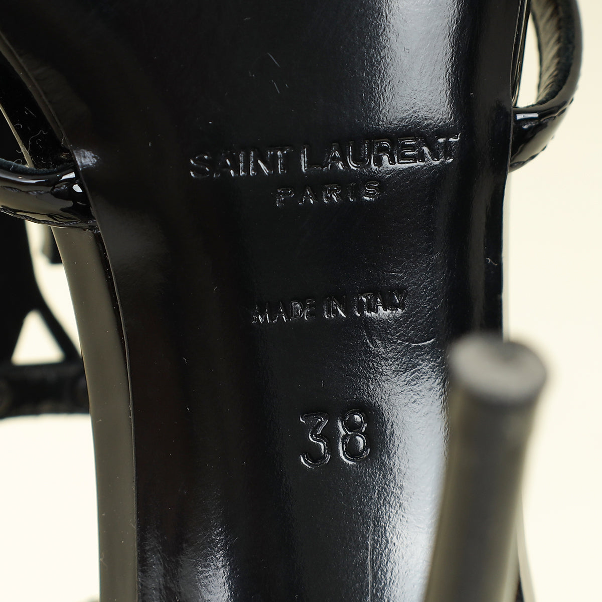 YSL Black Cassandra Ankle Strap Sandals 38