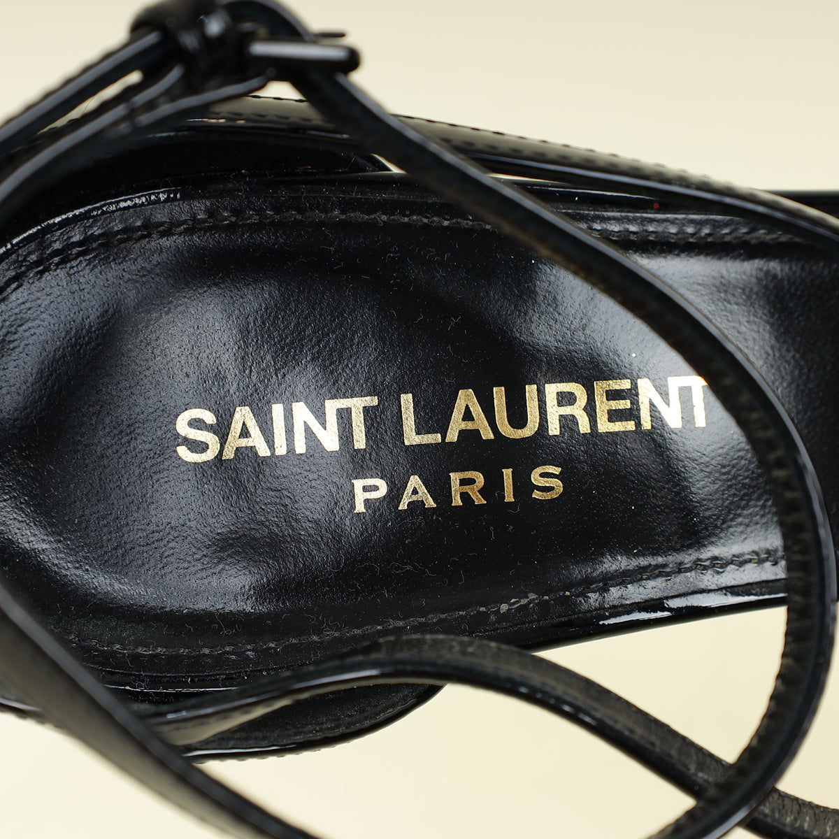 YSL Black Cassandra Ankle Strap Sandals 38