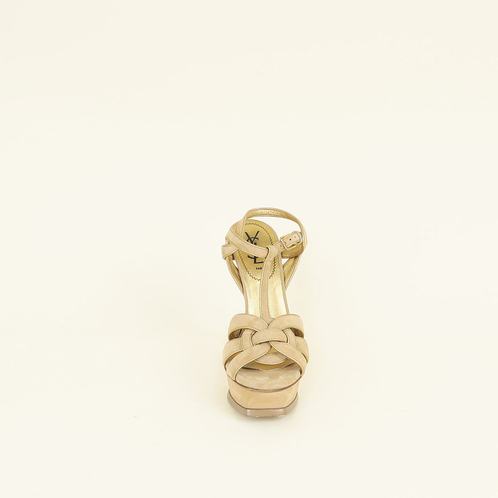 YSL Bicolor Tribute Sandal 38