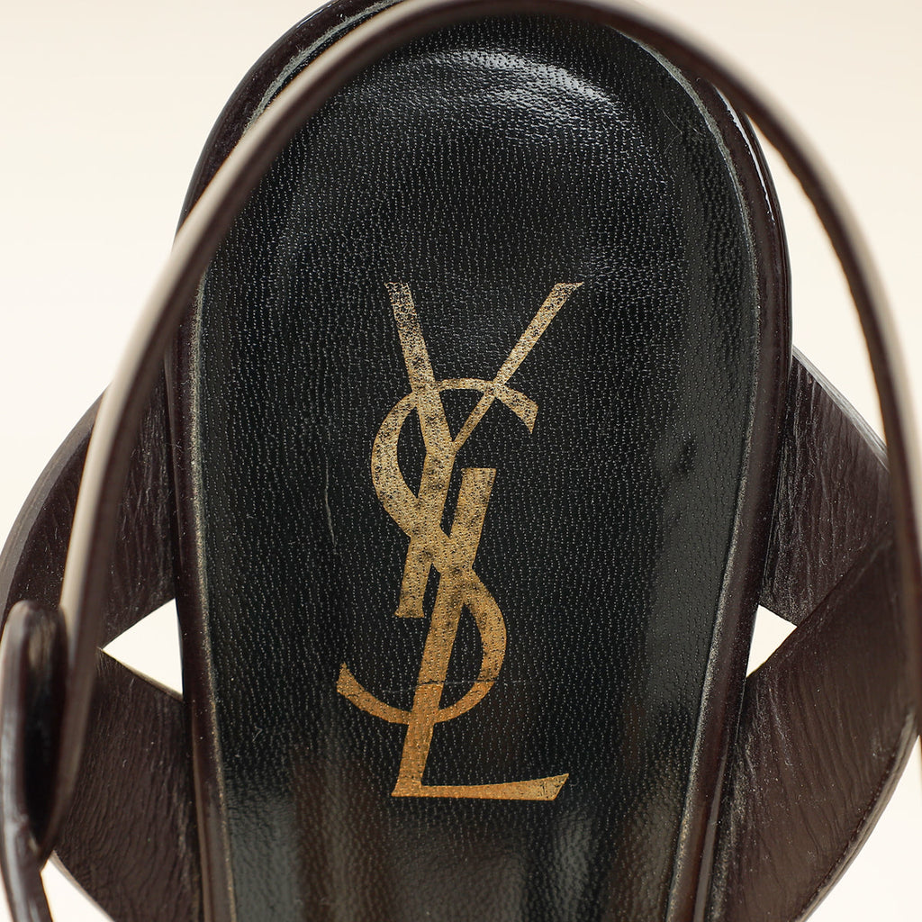YSL Burgundy Tribute Sandal 38