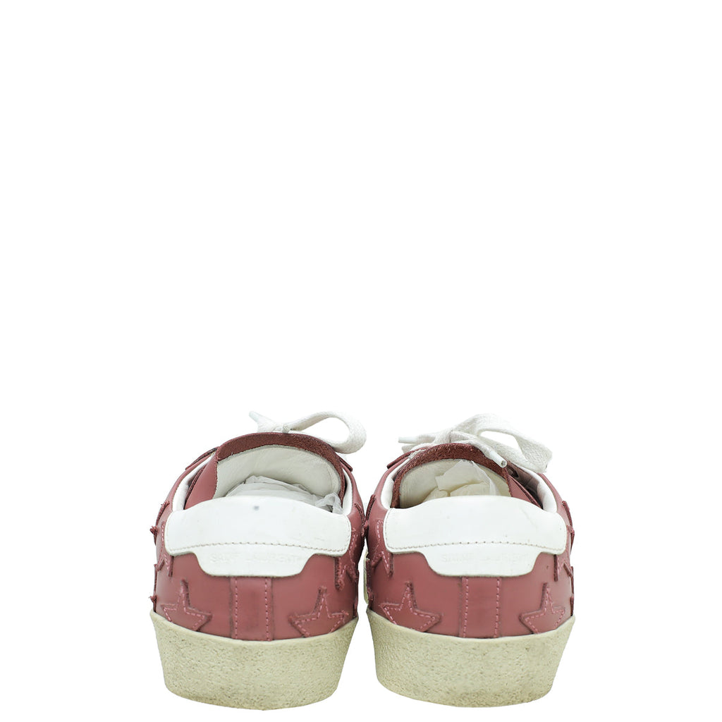 YSL Old Rose Stars Court Sneakers 38