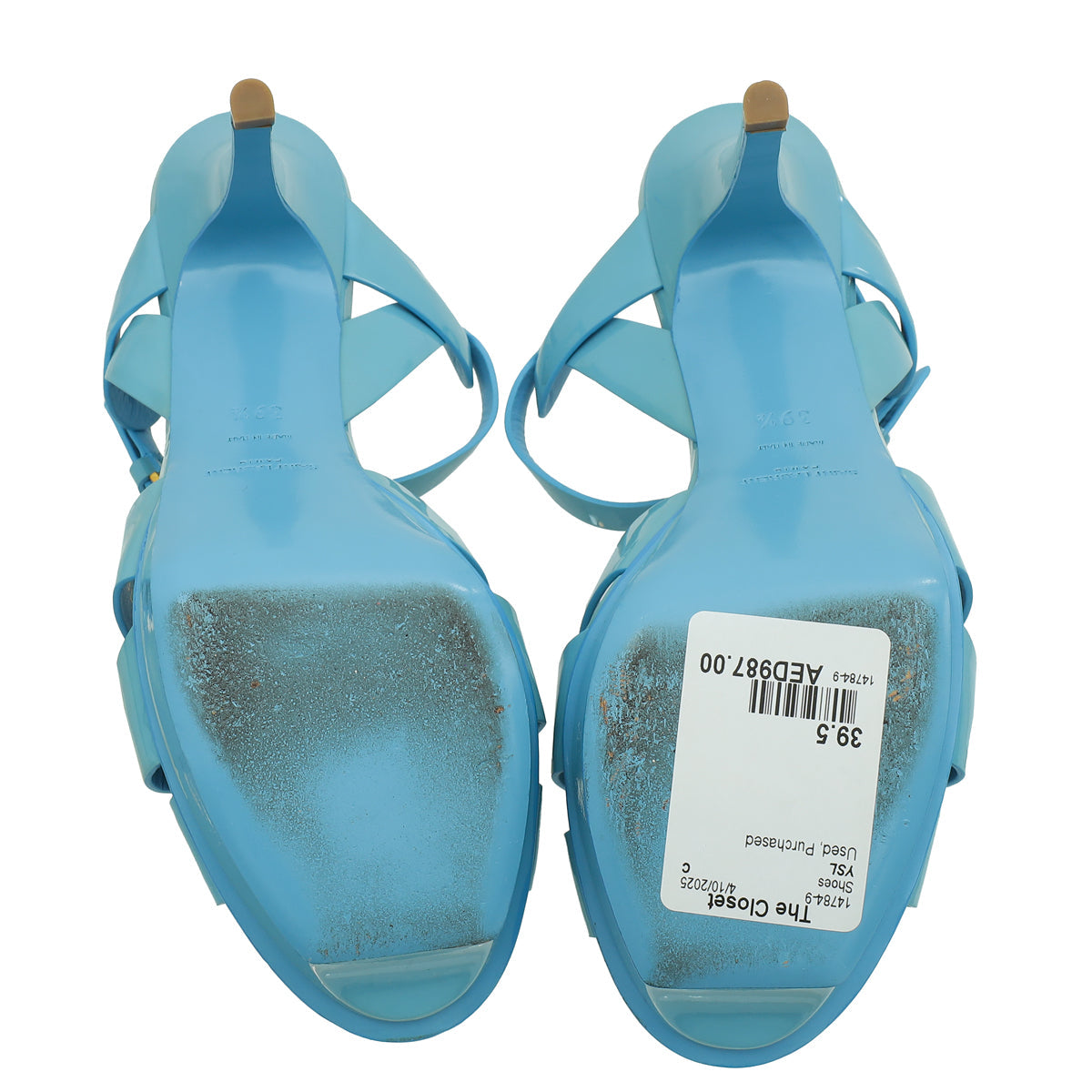 YSL Blue Tribute Sandal 39.5