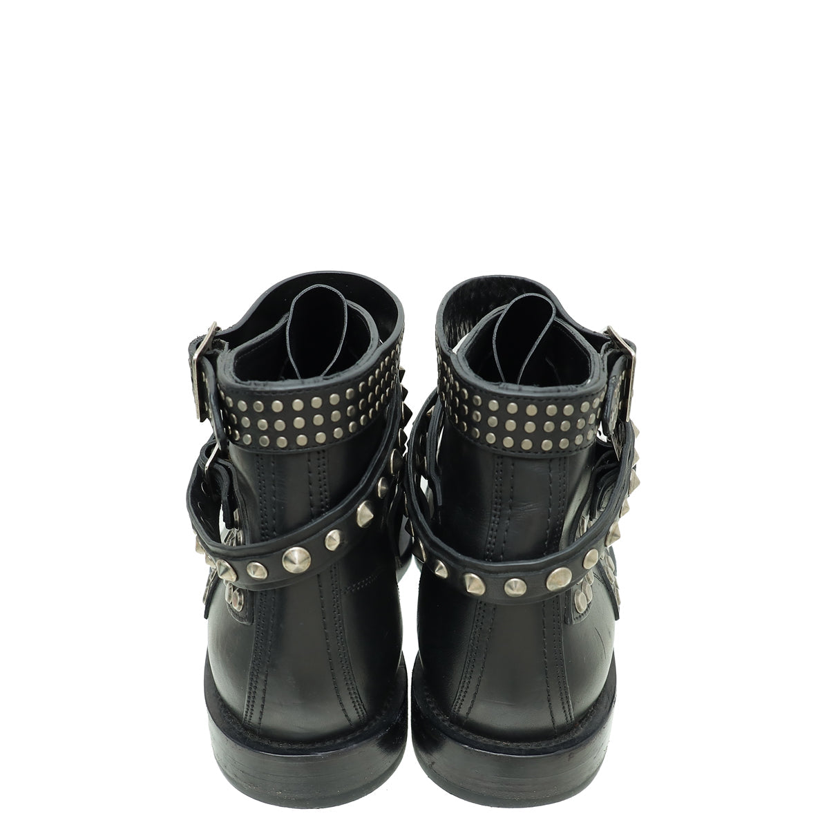 YSL Black Studded Ankle High Boots 39.5