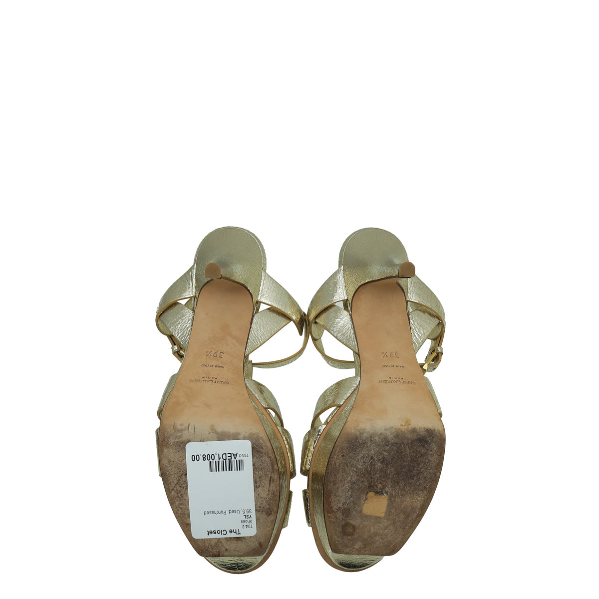 YSL Gold Tribute Laminate Sandal 39.5