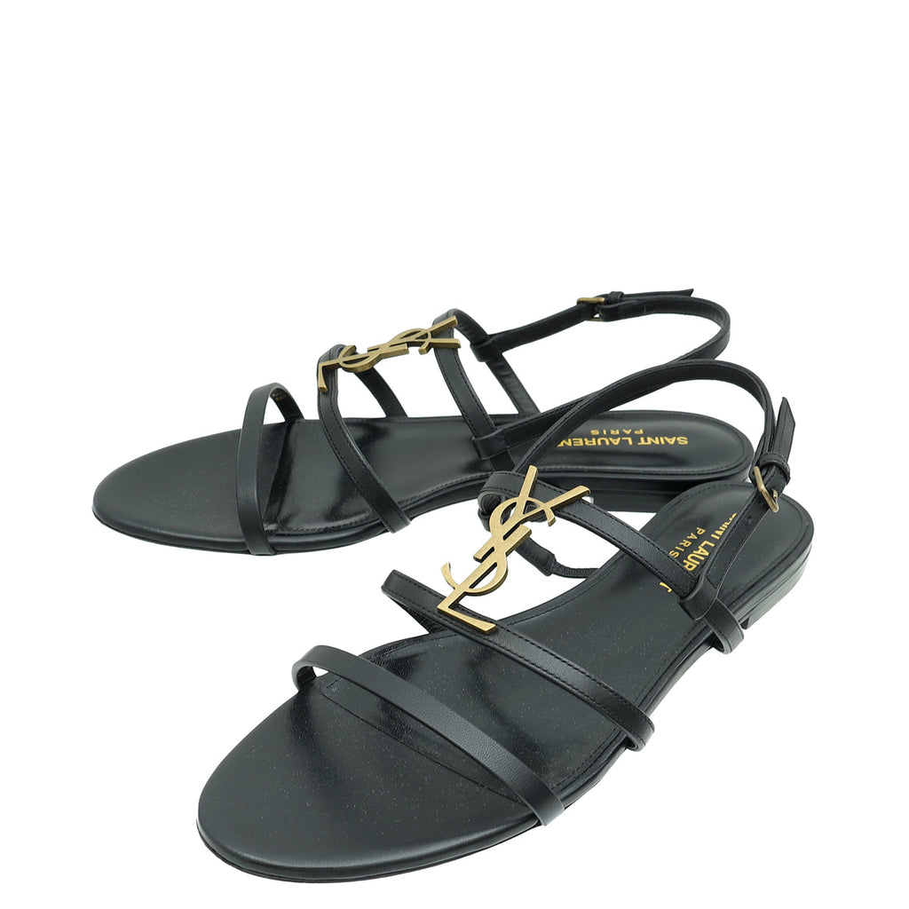YSL Black Cassandra Sandals 39