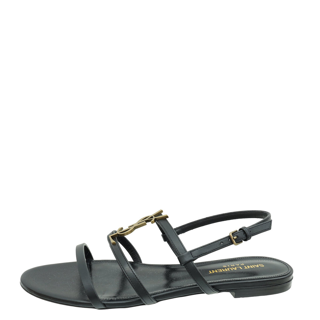 YSL Black Cassandra Sandals 39