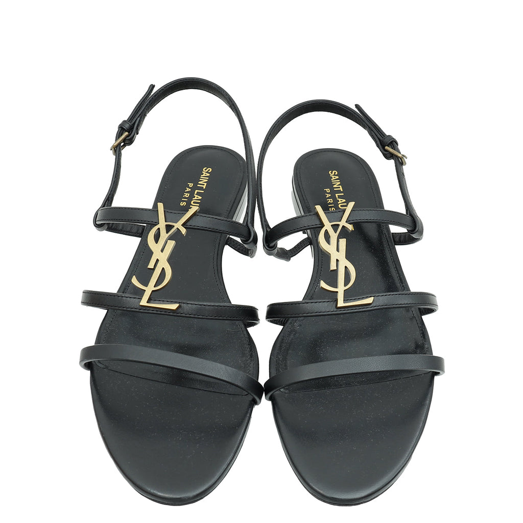 YSL Black Cassandra Sandals 39