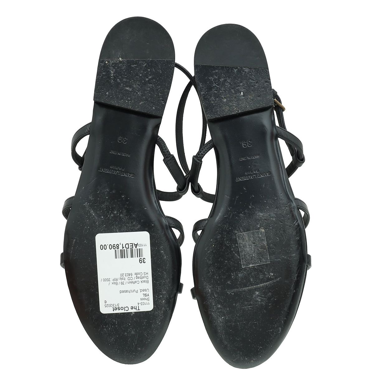 YSL Black Cassandra Sandals 39