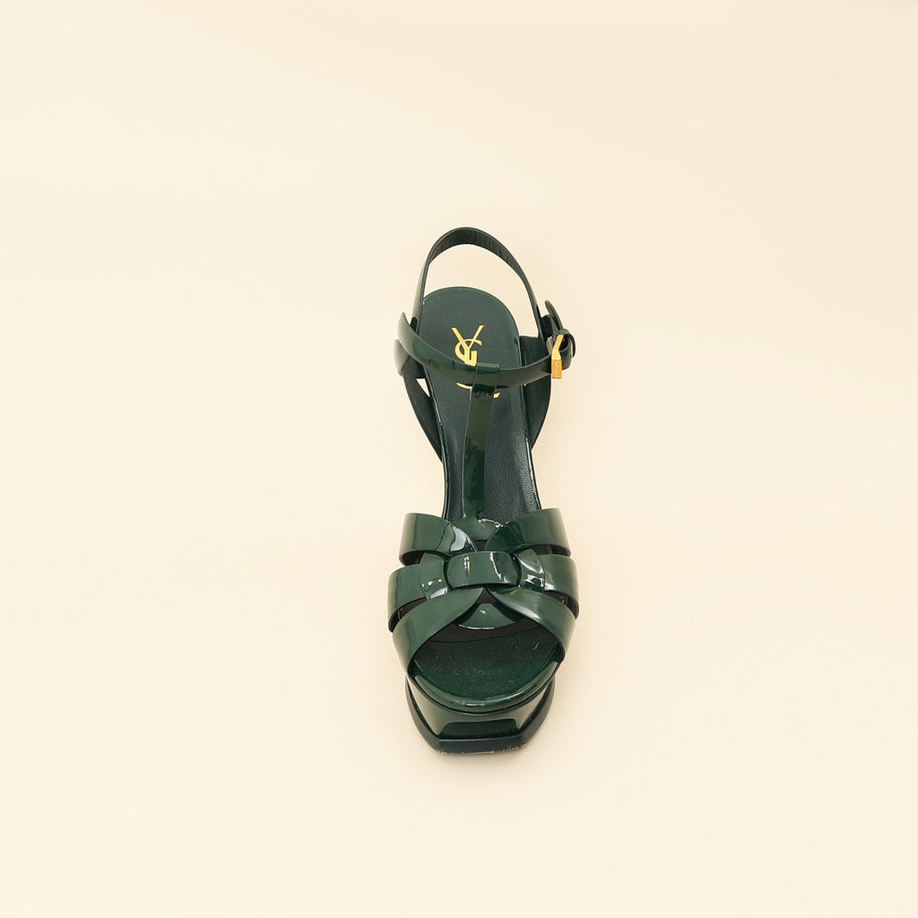 YSL Dark Green Tribute Sandal 39